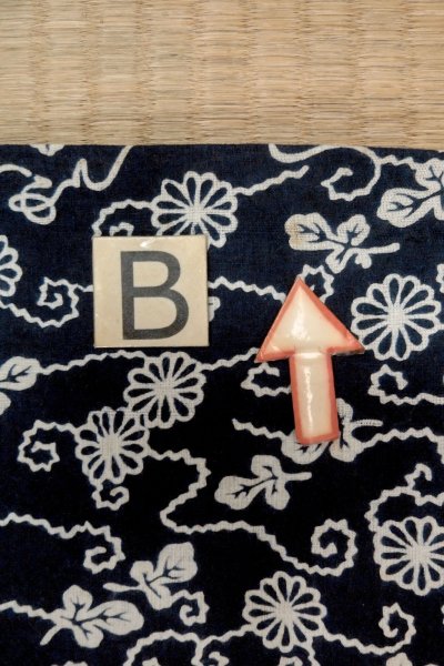 画像15: O0625A 女性用浴衣（日本製）  綿麻 深い藍, 菊 【中古】【USED】【リサイクル】 ★★☆☆☆【O0625A】 (15)