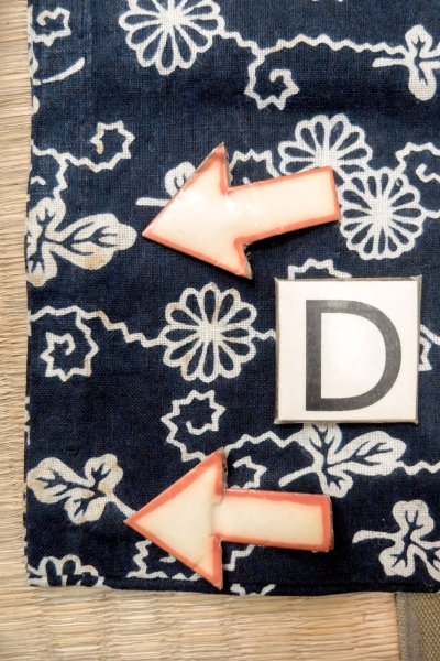 画像17: O0625A 女性用浴衣（日本製）  綿麻 深い藍, 菊 【中古】【USED】【リサイクル】 ★★☆☆☆【O0625A】 (17)