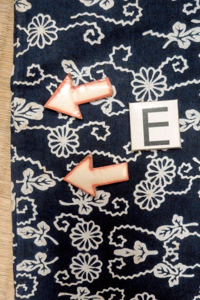 画像18: O0625A 女性用浴衣（日本製）  綿麻 深い藍, 菊 【中古】【USED】【リサイクル】 ★★☆☆☆【O0625A】 (18)