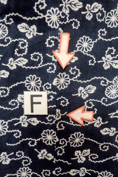 画像19: O0625A 女性用浴衣（日本製）  綿麻 深い藍, 菊 【中古】【USED】【リサイクル】 ★★☆☆☆【O0625A】 (19)