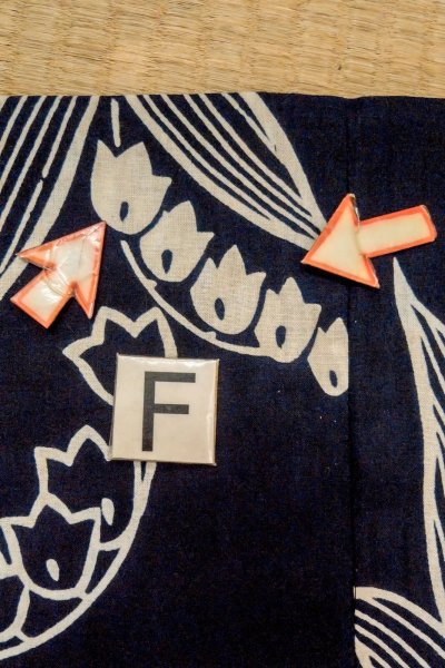 画像19: O0625B 女性用浴衣（日本製）  綿麻 深い藍,  【中古】【USED】【リサイクル】 ★★☆☆☆【O0625B】 (19)