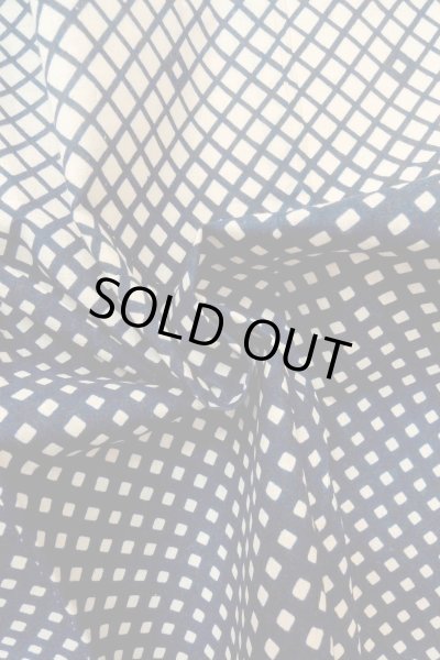 画像13: O0625C 女性用浴衣（日本製）  綿麻 深い藍, チェック柄 【中古】【USED】【リサイクル】 ★★☆☆☆【O0625C】 (13)