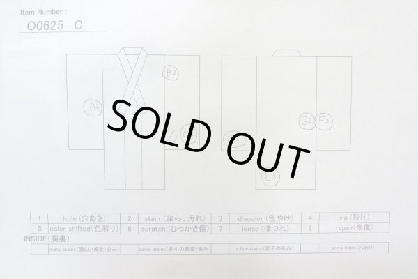 画像15: O0625C 女性用浴衣（日本製）  綿麻 深い藍, チェック柄 【中古】【USED】【リサイクル】 ★★☆☆☆【O0625C】 (15)