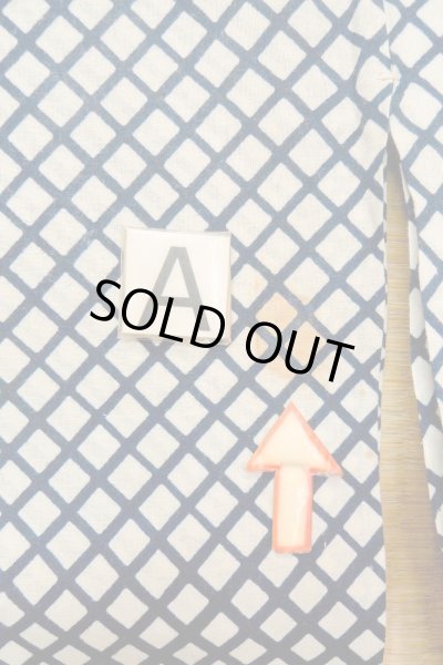 画像16: O0625C 女性用浴衣（日本製）  綿麻 深い藍, チェック柄 【中古】【USED】【リサイクル】 ★★☆☆☆【O0625C】 (16)