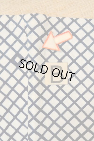 画像17: O0625C 女性用浴衣（日本製）  綿麻 深い藍, チェック柄 【中古】【USED】【リサイクル】 ★★☆☆☆【O0625C】 (17)