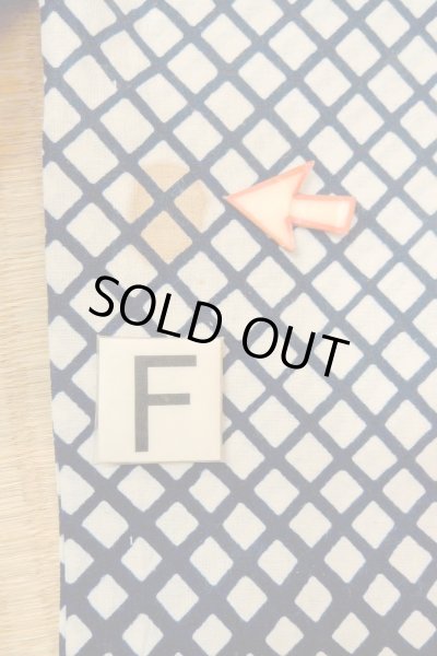 画像21: O0625C 女性用浴衣（日本製）  綿麻 深い藍, チェック柄 【中古】【USED】【リサイクル】 ★★☆☆☆【O0625C】 (21)