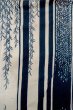 画像3: O0625D 女性用浴衣（日本製）  綿麻 藍, 草 【中古】【USED】【リサイクル】 ★★☆☆☆【O0625D】 (3)