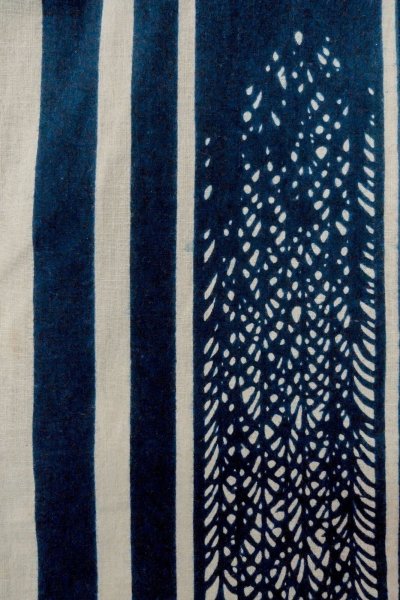 画像6: O0625D 女性用浴衣（日本製）  綿麻 藍, 草 【中古】【USED】【リサイクル】 ★★☆☆☆【O0625D】 (6)