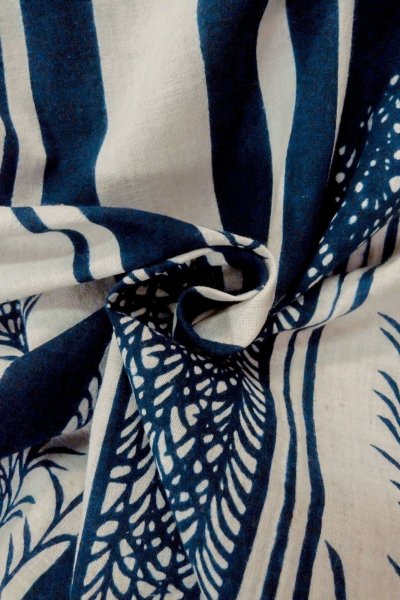 画像11: O0625D 女性用浴衣（日本製）  綿麻 藍, 草 【中古】【USED】【リサイクル】 ★★☆☆☆【O0625D】 (11)