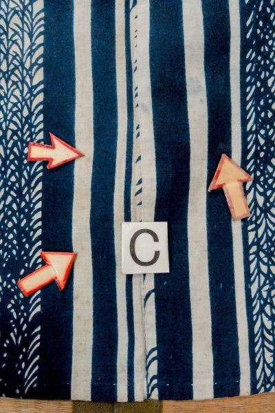 画像16: O0625D 女性用浴衣（日本製）  綿麻 藍, 草 【中古】【USED】【リサイクル】 ★★☆☆☆【O0625D】 (16)