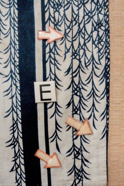 画像18: O0625D 女性用浴衣（日本製）  綿麻 藍, 草 【中古】【USED】【リサイクル】 ★★☆☆☆【O0625D】 (18)