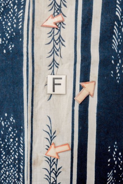 画像19: O0625D 女性用浴衣（日本製）  綿麻 藍, 草 【中古】【USED】【リサイクル】 ★★☆☆☆【O0625D】 (19)