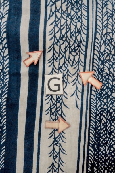 画像20: O0625D 女性用浴衣（日本製）  綿麻 藍, 草 【中古】【USED】【リサイクル】 ★★☆☆☆【O0625D】 (20)