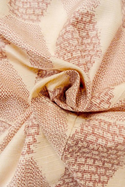 画像11: O0711B 女性用紬  シルク（正絹） オフ　ホワイト, 幾何学模様 【中古】【USED】【リサイクル】 ★★★☆☆【O0711B】 (11)