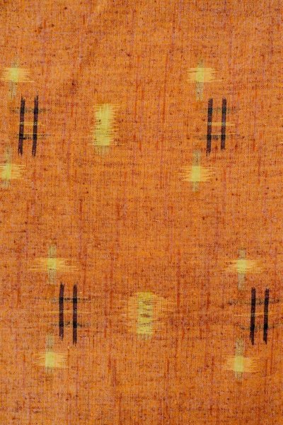 画像5: O0711C 女性用紬  シルク（正絹） 橙色, チェック柄 【中古】【USED】【リサイクル】 ★★★★☆【O0711C】 (5)