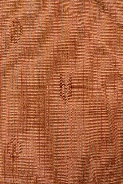 画像7: O0711D 女性用紬  シルク（正絹） 灰色がかった朱赤, 線 【中古】【USED】【リサイクル】 ★★★★☆【O0711D】 (7)