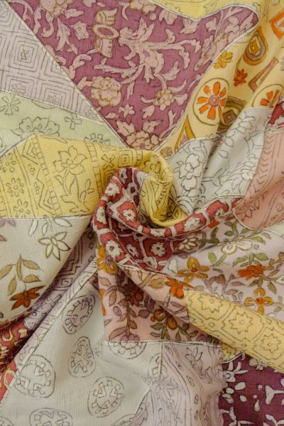 画像11: O0711E 女性用小紋  シルク（正絹） マルチカラー, 花 【中古】【USED】【リサイクル】 ★★★★☆【O0711E】 (11)