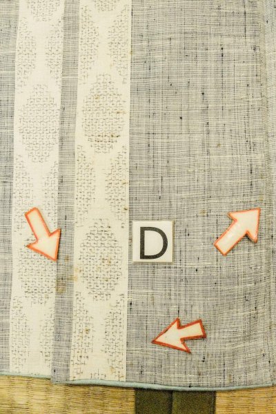 画像17: O0711J 女性用紬  シルク（正絹） 薄い灰色, 菱 【中古】【USED】【リサイクル】 ★★☆☆☆【O0711J】 (17)