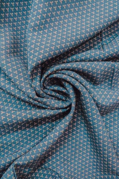 画像11: O0711O 女性用小紋  シルク（正絹） 灰色がかった水色, 幾何学模様 【中古】【USED】【リサイクル】 ★★★☆☆【O0711O】 (11)