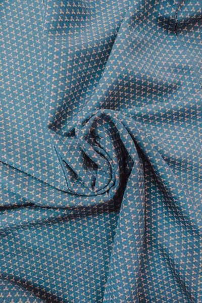 画像12: O0711O 女性用小紋  シルク（正絹） 灰色がかった水色, 幾何学模様 【中古】【USED】【リサイクル】 ★★★☆☆【O0711O】 (12)