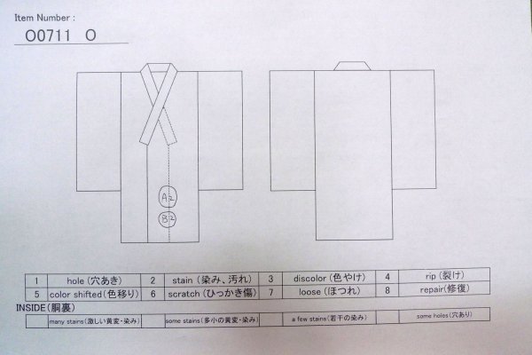 画像13: O0711O 女性用小紋  シルク（正絹） 灰色がかった水色, 幾何学模様 【中古】【USED】【リサイクル】 ★★★☆☆【O0711O】 (13)