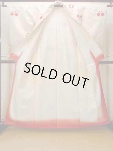 画像2: O0711P 女性用紬  シルク（正絹） オフ　ホワイト, 蝶々 【中古】【USED】【リサイクル】 ★★☆☆☆【O0711P】 (2)