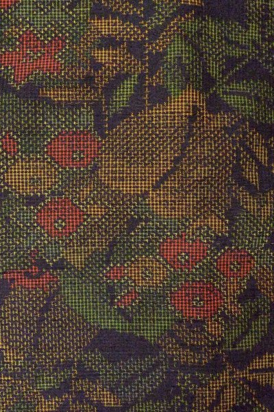 画像5: O0711S 女性用紬  シルク（正絹） 黒, 花 【中古】【USED】【リサイクル】 ★☆☆☆☆【O0711S】 (5)