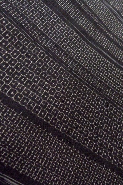 画像8: O0711T 女性用紬  シルク（正絹） 黒, 亀甲 【中古】【USED】【リサイクル】 ★★★★☆【O0711T】 (8)