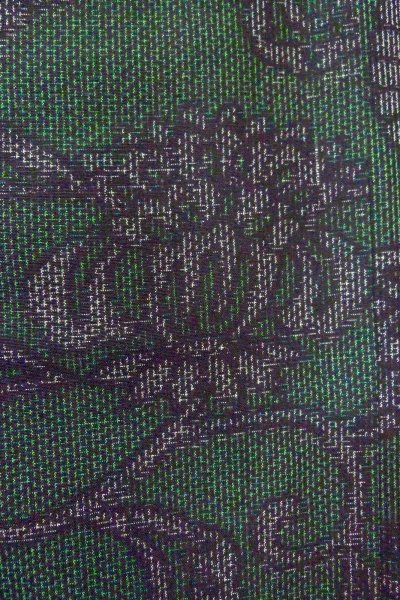 画像6: O0711W 女性用紬  シルク（正絹） 深い緑色, 唐花 【中古】【USED】【リサイクル】 ★★★★☆【O0711W】 (6)