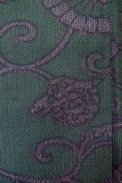 画像8: O0711W 女性用紬  シルク（正絹） 深い緑色, 唐花 【中古】【USED】【リサイクル】 ★★★★☆【O0711W】 (8)