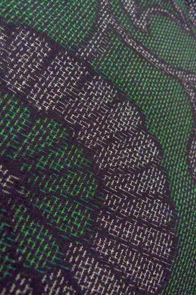 画像10: O0711W 女性用紬  シルク（正絹） 深い緑色, 唐花 【中古】【USED】【リサイクル】 ★★★★☆【O0711W】 (10)