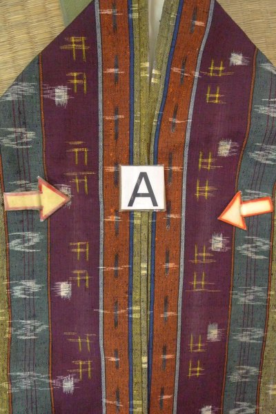 画像14: O0711X 女性用紬  シルク（正絹） 深いマルチカラー, 鳥 【中古】【USED】【リサイクル】 ★★★☆☆【O0711X】 (14)