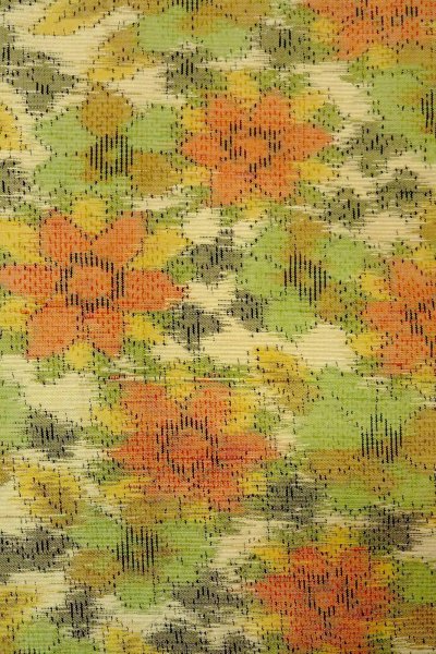 画像5: O0711Y 女性用紬 十日町紬 シルク（正絹） 淡いオフ　ホワイト, 花 【中古】【USED】【リサイクル】 ★★★★☆【O0711Y】 (5)