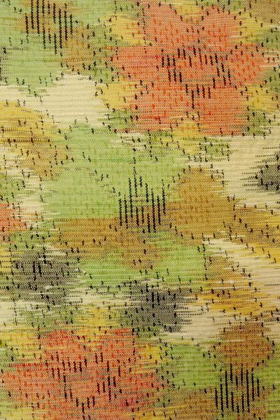 画像7: O0711Y 女性用紬 十日町紬 シルク（正絹） 淡いオフ　ホワイト, 花 【中古】【USED】【リサイクル】 ★★★★☆【O0711Y】 (7)