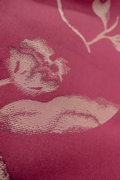 画像9: O0712B 女性用織  シルク（正絹） 深いえんじ, 花 【中古】【USED】【リサイクル】 ★★☆☆☆【O0712B】 (9)