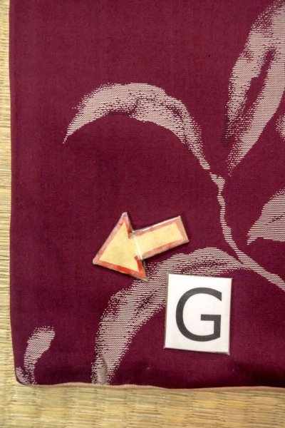 画像20: O0712B 女性用織  シルク（正絹） 深いえんじ, 花 【中古】【USED】【リサイクル】 ★★☆☆☆【O0712B】 (20)