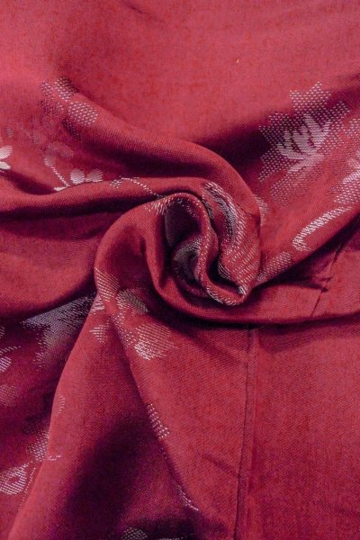 画像12: O0712C 女性用織  シルク（正絹） えんじ, 花 【中古】【USED】【リサイクル】 ★★☆☆☆【O0712C】 (12)