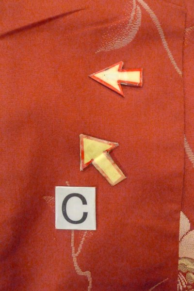 画像16: O0712D 女性用織  シルク（正絹） 珊瑚色, 花 【中古】【USED】【リサイクル】 ★★★☆☆【O0712D】 (16)