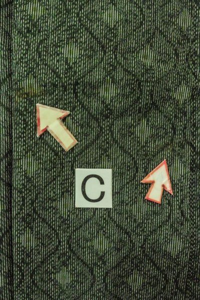 画像11: O0718A 女性用紬  シルク（正絹） 深い緑色, 立涌 【中古】【USED】【リサイクル】 ★★★☆☆【O0718A】 (11)