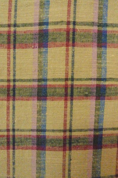 画像7: O0718B 女性用紬  シルク（正絹） ベージュ, チェック柄 【中古】【USED】【リサイクル】 ★☆☆☆☆【O0718B】 (7)