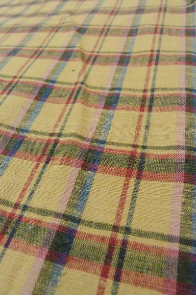 画像8: O0718B 女性用紬  シルク（正絹） ベージュ, チェック柄 【中古】【USED】【リサイクル】 ★☆☆☆☆【O0718B】 (8)