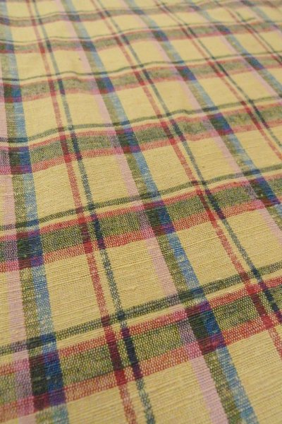 画像10: O0718B 女性用紬  シルク（正絹） ベージュ, チェック柄 【中古】【USED】【リサイクル】 ★☆☆☆☆【O0718B】 (10)