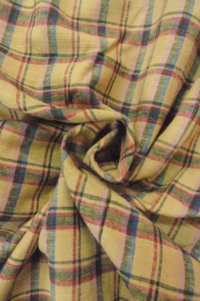 画像11: O0718B 女性用紬  シルク（正絹） ベージュ, チェック柄 【中古】【USED】【リサイクル】 ★☆☆☆☆【O0718B】 (11)