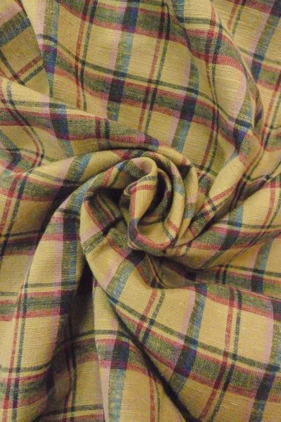 画像12: O0718B 女性用紬  シルク（正絹） ベージュ, チェック柄 【中古】【USED】【リサイクル】 ★☆☆☆☆【O0718B】 (12)