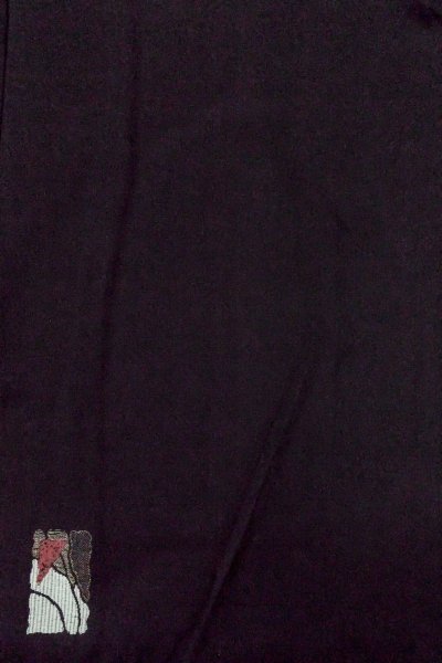 画像2: O0718C 女性用織  シルク(正絹) 黒, 色紙 【中古】【USED】【リサイクル】 ★★★★☆【O0718C】 (2)