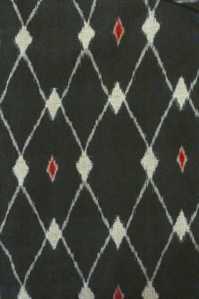 画像3: O0718F 女性用織  シルク（正絹） 黒, 菱 【中古】【USED】【リサイクル】 ★★★☆☆【O0718F】 (3)