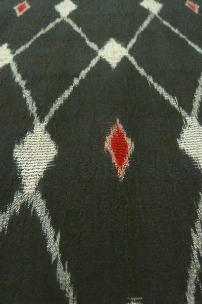 画像9: O0718F 女性用織  シルク（正絹） 黒, 菱 【中古】【USED】【リサイクル】 ★★★☆☆【O0718F】 (9)