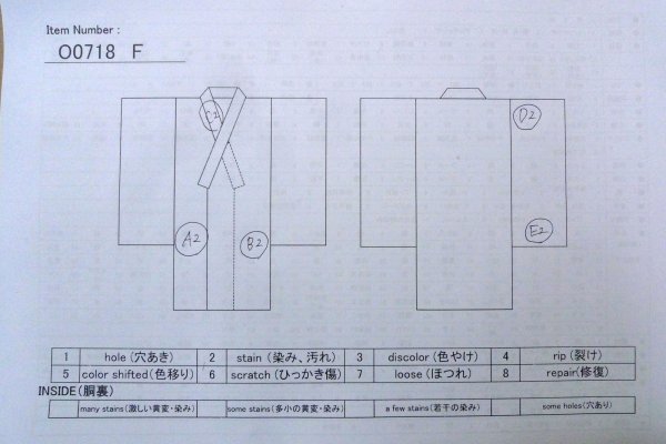 画像13: O0718F 女性用織  シルク（正絹） 黒, 菱 【中古】【USED】【リサイクル】 ★★★☆☆【O0718F】 (13)