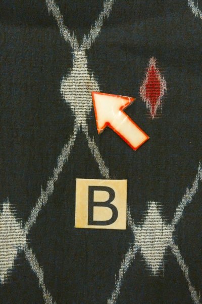 画像15: O0718F 女性用織  シルク（正絹） 黒, 菱 【中古】【USED】【リサイクル】 ★★★☆☆【O0718F】 (15)