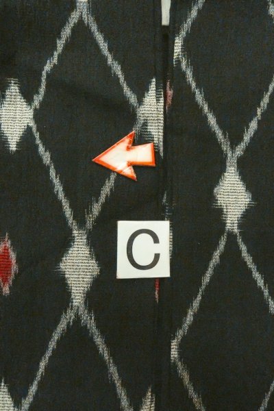 画像16: O0718F 女性用織  シルク（正絹） 黒, 菱 【中古】【USED】【リサイクル】 ★★★☆☆【O0718F】 (16)